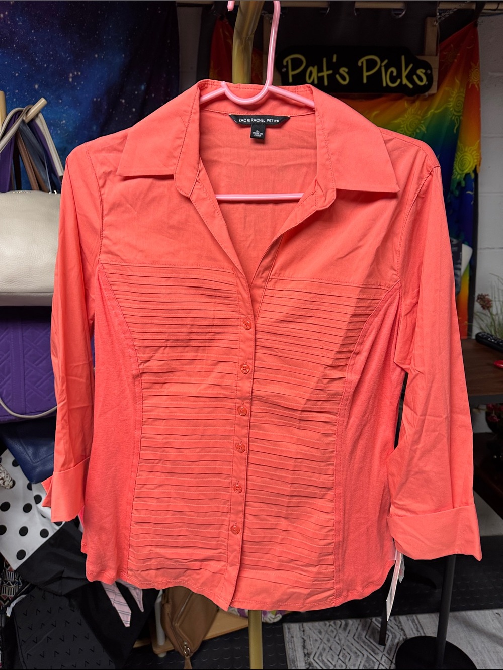 Zac & Rachel Coral Button-Front Pintuck Shirt